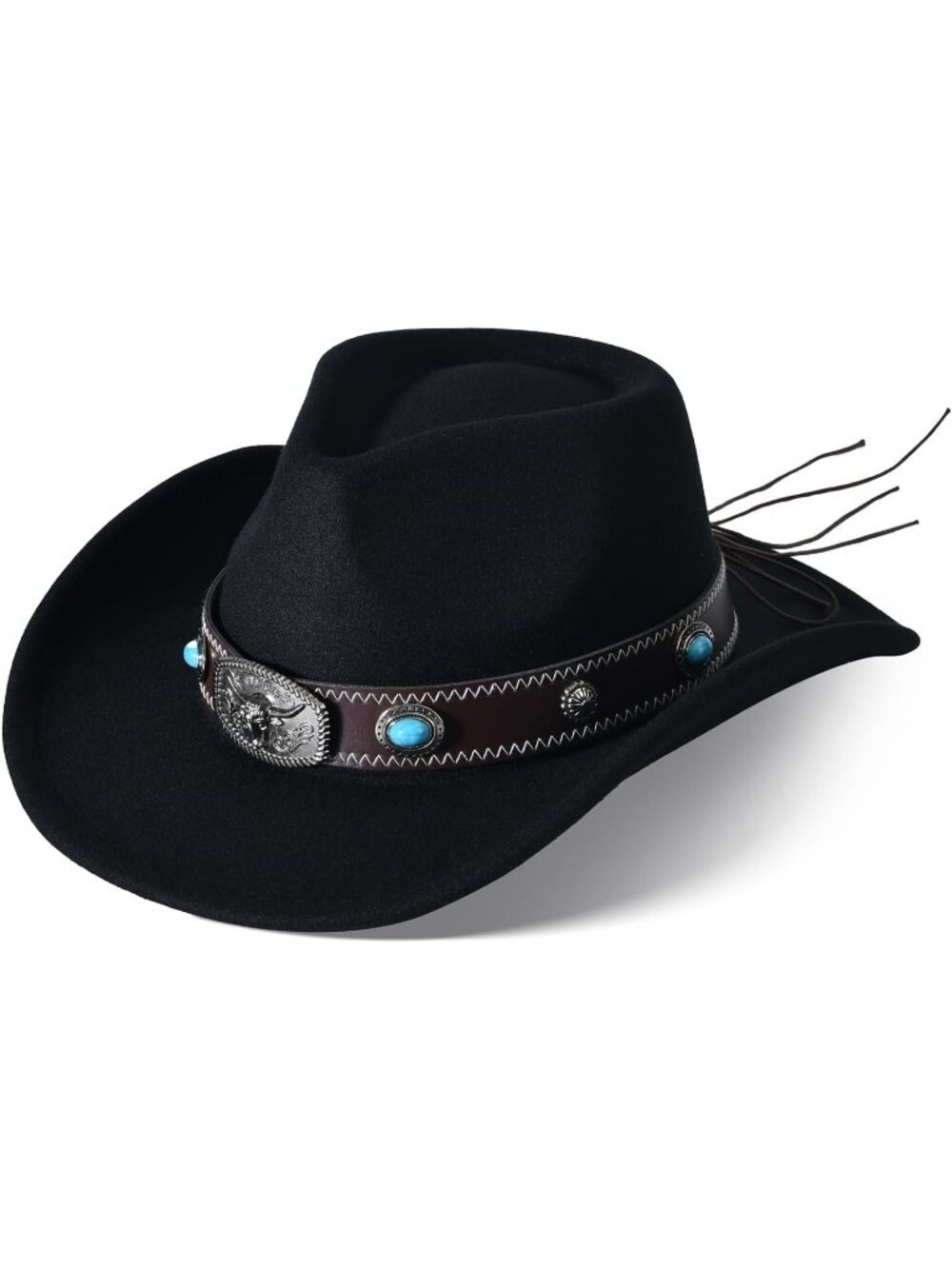 Women's Black#5 Western Cowgirl Hats Felt Fedora Hat Chapeau Halloween Costume